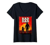 Mujer Radical Papá Padre e Hijo Rodeo Cowboys Oeste Atardecer Camiseta Cuello V