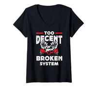 Mujer Radicalizado por la decencia básica Justicia Social Camiseta Cuello V