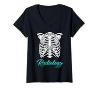 Mujer Radiología Costilla Esqueleto X-Ray Tech Medical Professional Camiseta Cuello V