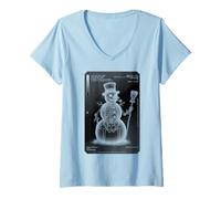 Mujer Radiología Enfermera Radiólogo Divertido Navidad Rayos X Muñeco de Nieve Camiseta Cuello V