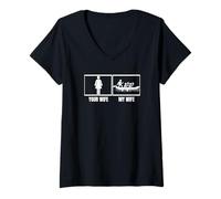 Mujer Raft Team Your Wife My Wife My Wire Husband Divertido Rafting en Aguas bravas Camiseta Cuello V