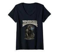 Mujer Ragnarok Berserker Lobo Gigante Fenrir Mitología nórdica vikinga Camiseta Cuello V