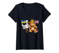 Mujer Raíces Británicas Inglaterra ucranianas Ucrania Reino Unido Camiseta Cuello V