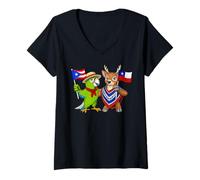 Mujer Raíces Puertorriqueñas-Chilenas Bandera Puerto Rico Chile Camiseta Cuello V