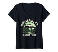 Mujer Railfan - Amante de la Locomotora y Fan del ferrocarril Camiseta Cuello V
