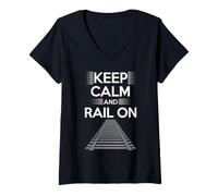 Mujer Railfan - Amante de la Locomotora y Fan del ferrocarril Camiseta Cuello V