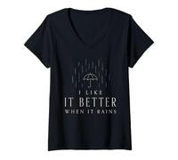 Mujer Rain Lover Pluviophile Moody Rain Storm Estado de ánimo Noche Lluvia Camiseta Cuello V