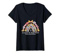 Mujer Rainbow Be Kind To Your Mind Mental Health Matters Camiseta Cuello V