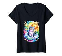 Mujer Rainbow Clouds Selkirk Rex Rexes Camiseta Cuello V