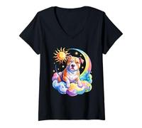 Mujer Rainbow Clouds Staffordshire Bull Terrier Staffy Terriers Camiseta Cuello V