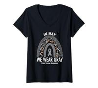 Mujer Rainbow In May We Wear Gray Brain Cancer Awareness Month Camiseta Cuello V