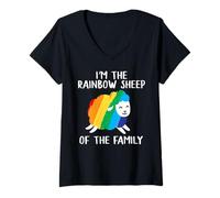 Mujer Rainbow Sheep Queer Lesbianas Gay CSD Orgullo Fiesta Wear LGBT Camiseta Cuello V