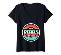 Mujer Raise Rebels Not Sheep Motivación independiente |---- Camiseta Cuello V