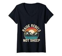 Mujer Raise Rebels Not Sheep Motivación independiente |-- Camiseta Cuello V