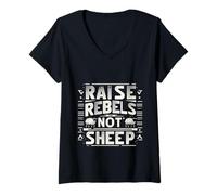 Mujer Raise Rebels Not Sheep Motivación independiente |----- Camiseta Cuello V