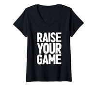 Mujer Raise Your Game Inspirational Motivational Inspo Saying Gym Camiseta Cuello V