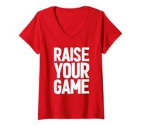 Mujer Raise Your Game - Inspo Motivacional Inspirador para el Gimnasio Camiseta Cuello V