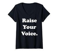 Mujer Raise Your Voice Empowerment Inspiration Camiseta Cuello V