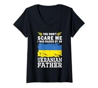 Mujer Raised by an Ukrainian Father Father's Day Ukraine Flag Camiseta Cuello V