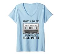 Mujer Raised in The 80s. Hose Water. Cassette Tape Funny Retro Camiseta Cuello V