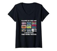Mujer Raised in The 80s. I Survived Hose Water. Funny Women Men Camiseta Cuello V