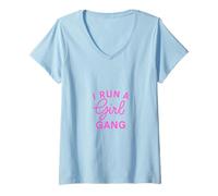 Mujer Raising My Girl Gang Mom, Regalo Divertido para el día de la Madre para Mujeres Camiseta Cuello V