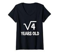 Mujer Raíz cuadrada de 4 - 2º cumpleaños matemáticas 2 años divertido Camiseta Cuello V