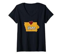 Mujer RAKE - IOWA | IA USA City - Cute Souvenir - Estados Unidos City State - Camiseta Cuello V