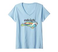 Mujer Raleigh Carolina del Norte Al Aire Libre Retro Natur Camiseta Cuello V