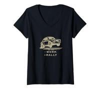 Mujer Rally Legends Más Rally clásico diseño de Coche de Rally Vintage Camiseta Cuello V