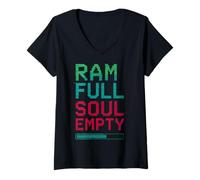 Mujer RAM Full Soul Empty Tech Humor Glitch Arte estético Camiseta Cuello V