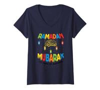 Mujer Ramadán Mubarak 30 días de bendición Ayuno Ramadán musulmán Camiseta Cuello V