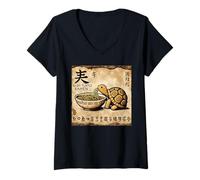 Mujer Ramen clásico japonés de piedra de cueva bebé tortuga Camiseta Cuello V