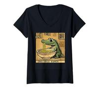 Mujer Ramen de cocodrilo clásico japonés para amantes de los fideos Camiseta Cuello V