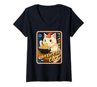 Mujer Ramen Japón Japonés Kawaii Anime Amantes de los Gatos Camiseta Cuello V