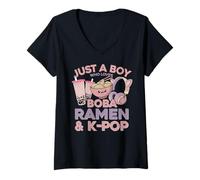 Mujer Ramen K-Pop Solo un Chico Que ama a Boba Ramen K Pop Boy Camiseta Cuello V