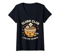 Mujer Ramen Lover Slurp Club Tonkotsu Noodle Chef Comida Japonesa Camiseta Cuello V