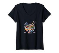 Mujer Ramen Zorro Rojo Noodles Amor China Food Japón Camiseta Cuello V