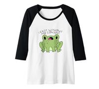 Mujer Rana hilarantemente expresiva dice: Existo sin mi consentimiento Camiseta Manga Raglan