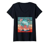 Mujer Rana sentada sobre un Hongo Frog Lovers Camiseta Cuello V