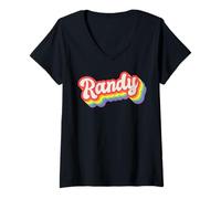 Mujer Randy Pride Month LGBTQ - Bandera de arcoíris personalizable Camiseta Cuello V