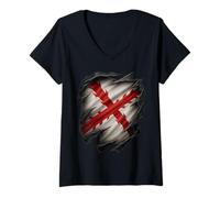 Mujer Rasgado Bandera Tercio Don Blas de Lezo España Tercio Viejo Camiseta Cuello V