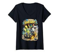 Mujer Rata de Laboratorio verificada - Ciencia ridícula Divertida Camiseta Cuello V