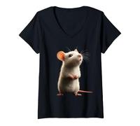 Mujer Rata Ratón Simpático Roedores Ratón Enano Ratas Pequeñas Camiseta Cuello V
