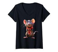 Mujer Rata Ratón Simpático Roedores Ratón Enano Ratas Pequeñas Camiseta Cuello V