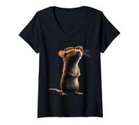 Mujer Rata Ratón Simpático Roedores Ratón Enano Ratas Pequeñas Camiseta Cuello V