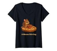 Mujer Ratón agitando Hamlet primera escena cita Shakespeare Play Camiseta Cuello V
