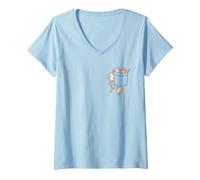 Mujer Ratones Lindos, Bolsillo, Amante Divertido de los Ratones Camiseta Cuello V