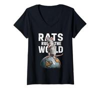 Mujer Rats Rule The World - Regalos divertidos para amantes de las ratas Camiseta Cuello V