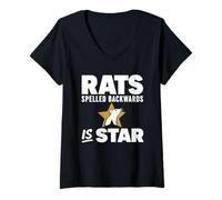 Mujer Rats Spelled Backwards is Star Meme Rat Animal Lover Camiseta Cuello V